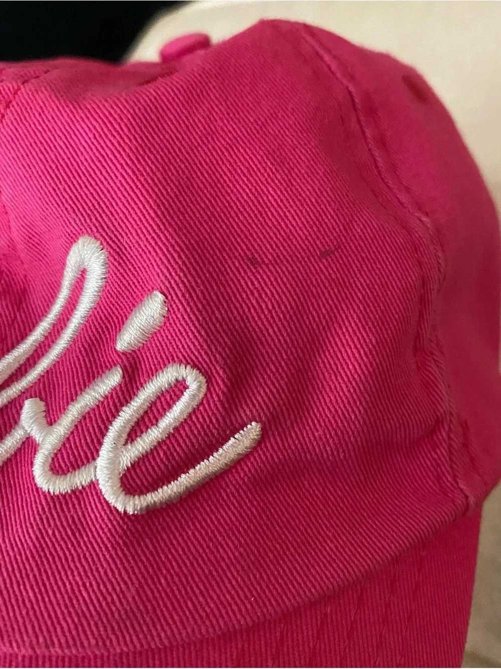 Barbie Bright Pink Baseball Cap with White Script Logo Pre-Owned